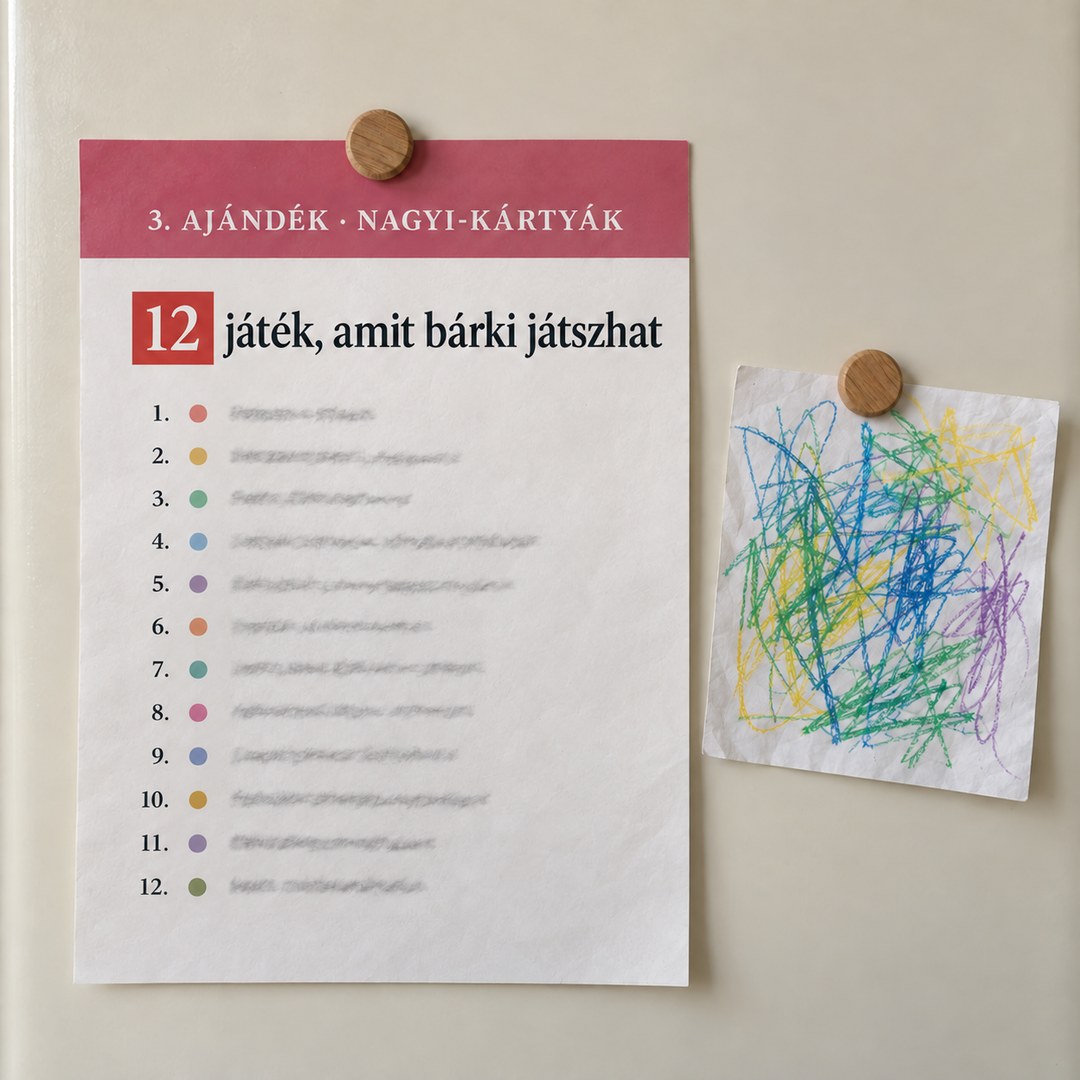 Nagyi-kártyák: 12 játék egy lapon, a hűtőre kitűzve