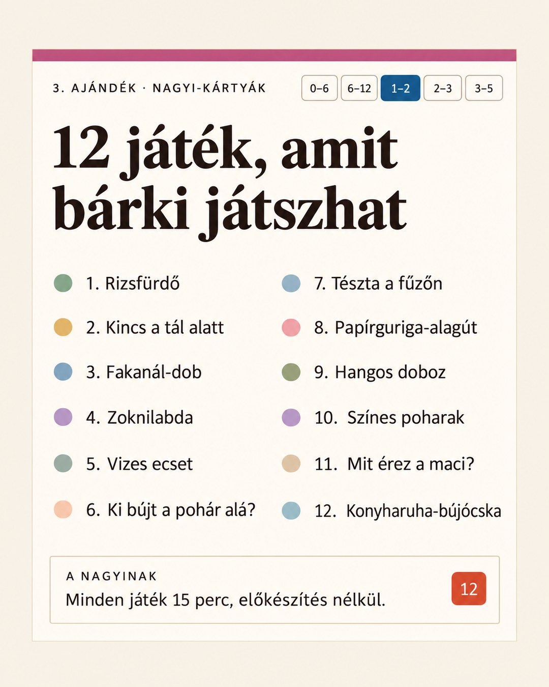 Nagyi-kártyák: 12 játék a hűtőre